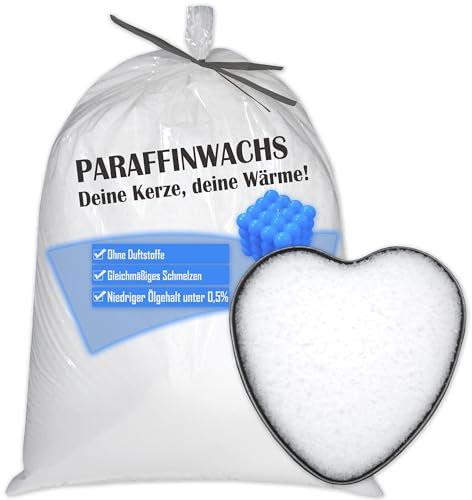 Nurtextil24 Paraffinwachs für Kerzen 5kg Premium Fein Granulat Weiß -MENGENAUSWAHL 1-25kg- unbeduftet Kerzenwachs zum gießen 5000g Paraffin Wachsgranulat Kerzen selber Machen herstellen