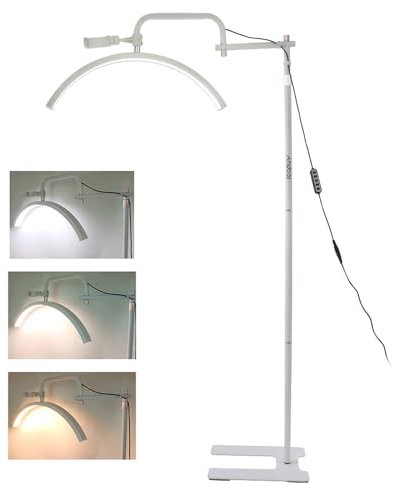 Andoer 36W Luz de Relleno en Forma de Media Luna Luz de Video LED de Piso 3200K-5600K Regulable con Soporte de Luz de Metal Soporte para Teléfono Control Remoto para Salón de Belleza Maquillaje