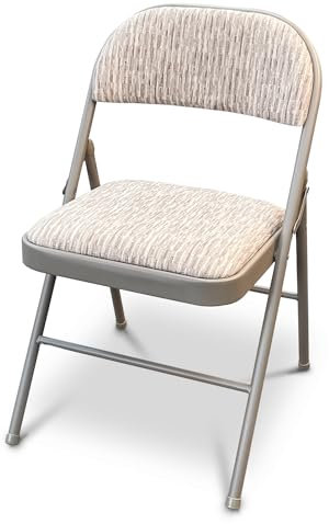 JupiterJX Folding Chairs Set Of 1 Padded Fabric Seat, Heavy Duty Metal Frame Folding Back Rest Chair For Home Office Garden Computer Desk Foldable Chair With Cushioned Pad Seat (Grey, 1 Piece)