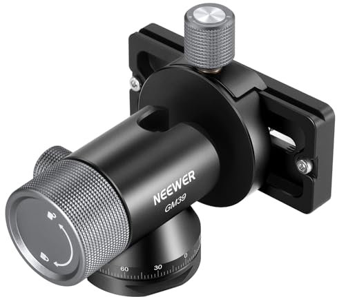 NEEWER Kamera Gimbal Stativkopf, 360°Schwenk 90°Neigung Metall Niedrigprofil Monopod Stativ Kugelkopfhalterung Adapter, Schnellspanner/Lock Arca Typ QR Clamp & Base, 3/8 Gewinde, Max. Last 4kg, GM39