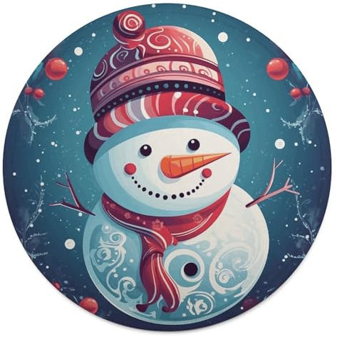 Rundes Strandtuch, Schneemann und Kugeln, bedruckte Reisedecke, personalisierte Decke, Yoga-Decke, Mikrofaser, Strandtuch, dicke Tischdecke, Unisex