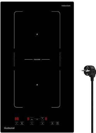 Gudsunal Induktionskochfeld, Kochfeld 2 Platten Einbau mit Flexzonen, 3600 W, kontinuierliche Niedrigleistungsheizung, Booster, 9 Leistungsstufen, Timer, automatische Abschaltung