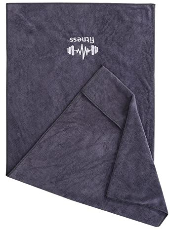 Toalla Deportiva de Microfibra, 95 x 40 cm, Ligera de Secado Rápido para Gimnasio, Fitness, con Fijación Antideslizante para Mujer, Hombre, Entrenamiento, Yoga, Color Gris