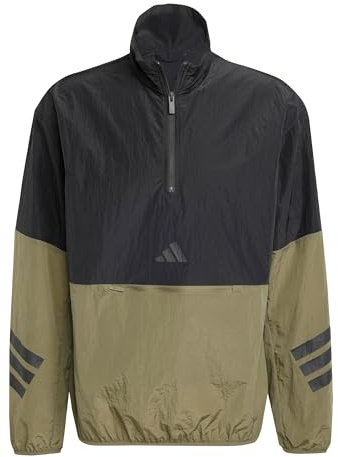 adidas Adult, Männer, Future Icons 3-Streifen Woven Half-Zip Sweatshirt, Grün, XL