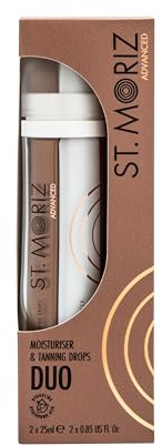 St Moriz Advanced Moisturiser & Tanning Drops Duo | Concentrated Self Tanning Drops & Moisturiser with Hyaluronic Acid | Mix Together for a Natural Buildable Glow & Advanced Skin Care Benefits | 50ml
