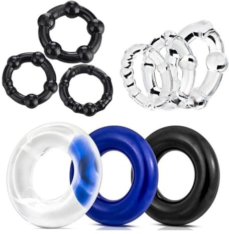 Set of 9 Cock Rings – Ultimate Erection Enhancer | Soft & Stretchy Penis Rings for Stamina & Performance | Waterproof, Body-Safe, & Hypoallergenic