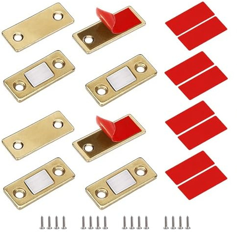 Magneti per porta, forti, magnetici, 4 pezzi, autoadesivi, per mobili, mobili, mobili, in acciaio inox, per porte scorrevoli, cucina, finestre, armadi, oro