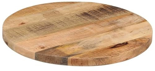 Eleganz Runde Tischplatte Ø 60x1,5 cm aus massivem, rauem Mangoholz mit natürlichem Finish - Langlebig & umweltfreundlich für Wohnzimmer & Garten