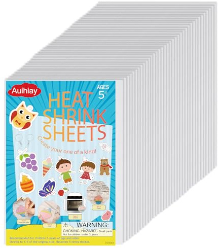 Auihiay 36 Pieces Shrink Plastic Sheets, Shrink Films Papers, Shrinky Art for Creative Handicrafts, Halloween and Christmas Ornaments 6 x 4 inch / 15 x 10 cm