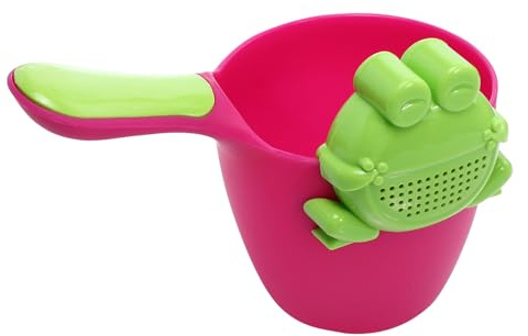 MOTHNUR Vaso para Lavar el Cabello con Diseño de para Taza de Ducha y Cuchara de Agua con Mango Ergonómico Rosa y Verde Multiusos para Baño y Cocina Fácil de Limpiar y Desmontable