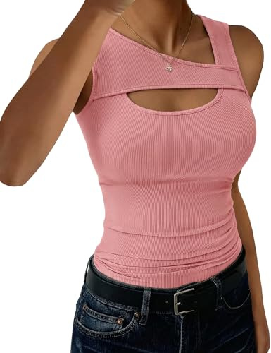Aottori Top de Tirantes Mujer para Verano Acanalado Elástico Corte Ajustado | Estilo Elegante, Forma de Túnica, Acabado Liso, Comodidad Flexible, Uso Diario, Diseño Versátil