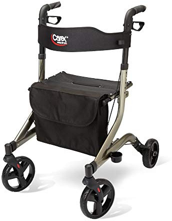 Carex Crosstour Rolling Walker Rollator - Rolling Walker with Seat - Folding, Euro Style Rollator, 4 Wheel Walker for Seniors- 300lb Capacity, Walker with Seat for Seniors