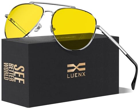 LUENX Aviator Sunglasses for Men Women Polarized Driving Classic Shades - UV 400 Protection with Accessories Yellow Lens 60MM