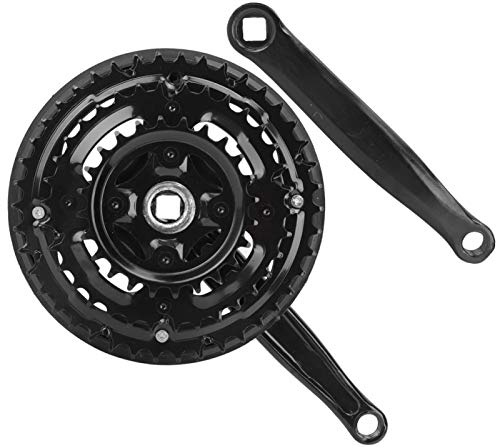 SALUTUYA High Carbon Steel Crankset, 24-34-42T Road and Mountain Bicycle Crank with Chain Cover for Variable Speed Cycling