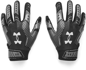 Under Armour Pee Wee F9 - Gants de Football pour Enfant, (001) Noir/Castlerock/argenté métallisé, Taille Unique