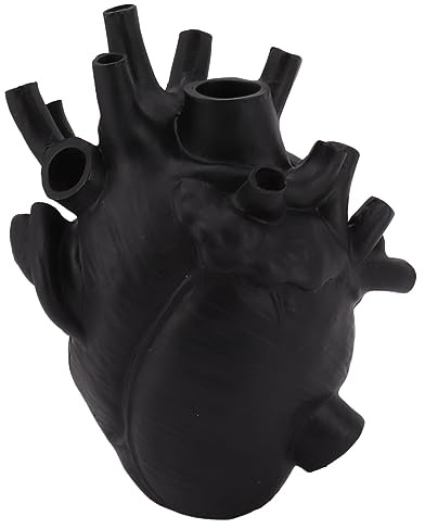 Love In Bloom Heart Vase - Black/White Anatomical Resin Vase For Modern Home Decoration