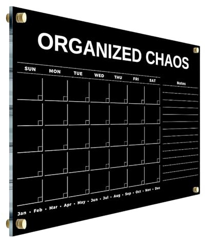 Black Family Name Acrylic Wall Calendar - Personalized Calendar 2026 Horizontal Monthly and Weekly Calendar Last Minute Gift New Home Gift Housewarming Gift