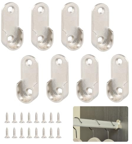 Wisebom Soportes Ovalados de Extremo de Riel, 8 Piezas Soportes de Riel de Brida Armario Soporte Barra Ropa para Armario Baño Ducha Cocina Barra Colgante