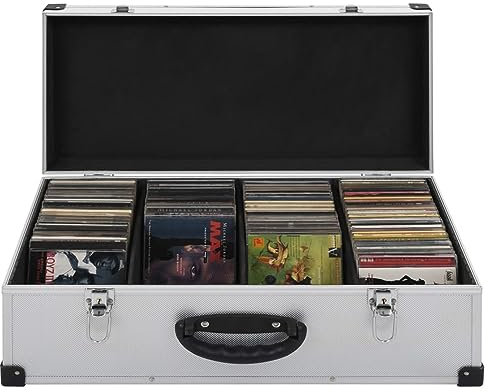Rantry Maletín CD Aluminio - Organizador de Discos con Cerradura y 2 Llaves - Plateado