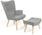 IDMarket - Fauteuil scandinave Ivar avec Repose Pieds Gris Clair