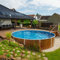 poolomio Stahlwandpool - Verschiedene Designs, Formen und Größen (Holzoptik, 360 x 120 cm)