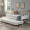 SlumberWorx NEWNHAM CLASSIC VICTORIAN STYLE LIVING ROOM BEDROOM METAL DAY BED FRAME w GUEST TRUNDLE (White)