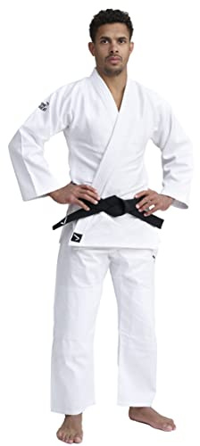 IPPONGEAR Basic 2 traje de judo ligero para principiantes y niños (cintura con cordón en el pantalón, densidad del tejido 500gr/m²) blanco