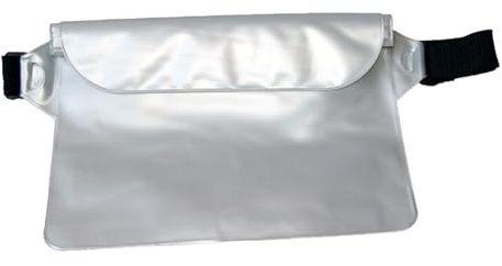 Kuuleyn Pouch PVC Three Layer Försluten midjeband, pekskärm Telefon torrväska, Fanny Pack justerbar bälte universal fit strandbåtbåtbagning Kajakpaddling flytande förvaringfodral (Zilver en wit)