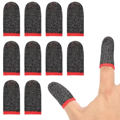 PATIKIL Manchon De Pouce pour Contrôleur, 12 Manchons De Doigt pour Jeux Mobiles en Fibre Anti-Sueur Respirants pour Écrans Tactiles De Smartphones, Noir/Rouge