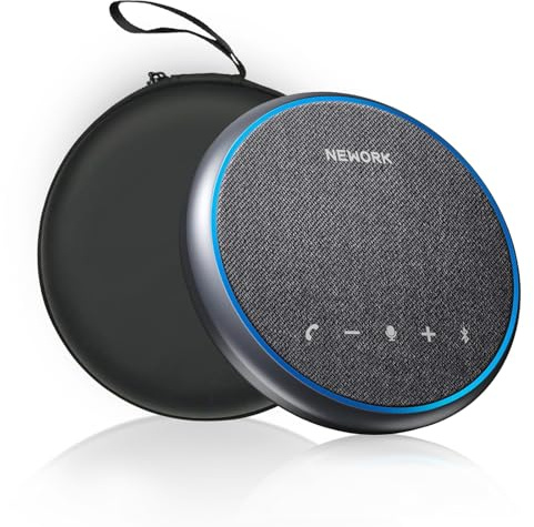 NEWORK Altavoz Conferencias Bluetooth para PC, Speakerphone con 3 Micrófonos AI, Cancelación de Ruido, 360° Voz Clara, Batería 12H, USB-C, Zoom Teams Home Office