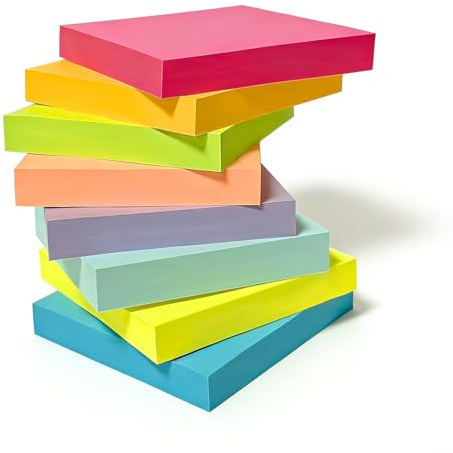 1000 Sheets Sticky Notes 76x76mm (3x3) Multicolors Self-Sticky Note Pads 8 Brilliant Colors Memo Notes for Office,School and Home Schedule Reminders,Shopping Checklist