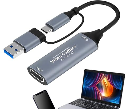 Inspelningskort, ljudinspelningsenhet, USB-videokort, för bärbar dator, kamera, telefonspel, streaming, inspelning, PC, TV, videobandspelare