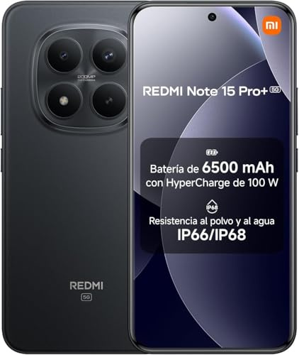 XIAOMI REDMI Note 15 Pro+ 5G Smartphone - 12+512GB, 6.83 AMOLED Display, 1.5K AMOLED Screen, Snapdragon 7s Gen 4, 200MP Camera, Negro