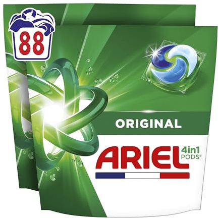 Ariel PODS 4en1, Lessive En Capsule, 88 Lavages (2x44), Original, Élimination Impeccable Des Tâches, Efficace Même A Froid Et En Cycle Court