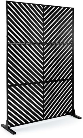 COSTWAY Mampara Biombo de Metal Galvanizado, 121 x 40 x 183 cm (Rayas)