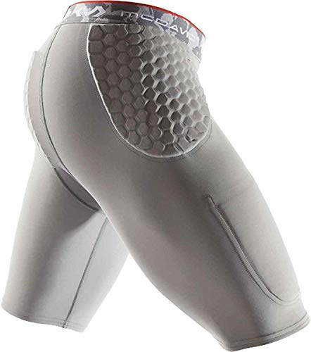 McDavid Mens Compression Shorts, Football Padded Shorts Girdle, 3 HEX Pads, HIPS & Tailbone Protection w/Cup Pocket