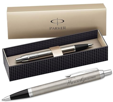 polar-effekt Parker IM Druckkugelschreiber mit Gravur - Metall-gold - Großraummine blauschreibend - inkl. Geschenk-Etui - Deutsche Herstellung - hochwertig und edel - perfekte Geschenkidee