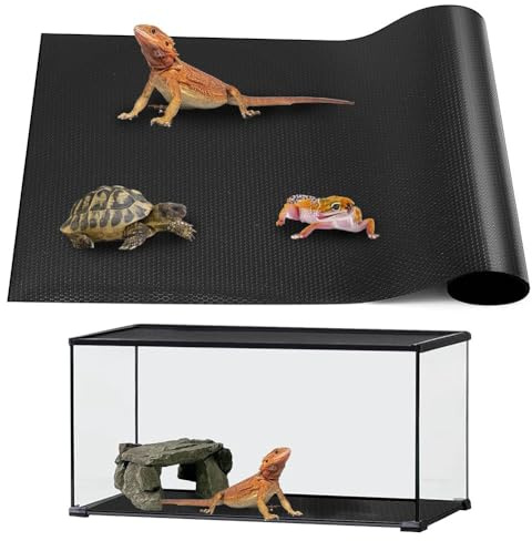 Mocturnity Tapis de substrat pour terrarium de reptiles - Pour gecko léopard, serpent, tortue, sol reptile - 45,7 x 91,4 cm - Noir