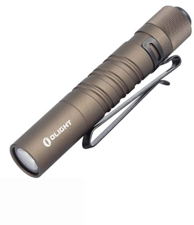 OLIGHT I3T EOS 180 Lumens Dual-Output Slim EDC Flashlight for Camping and Hiking, Tail Switch Flash Light with AAA Battery (Desert Tan)