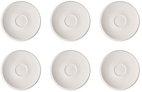 Villeroy & Boch - NewMoon Kaffeeuntertasse, 6 Stück, dekorative, formschöne Untertasse aus Premium Porzellan, spülmaschinengeeignet, weiß, 17 cm, Porcelain