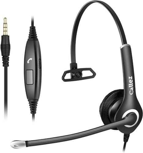 Auriculares PC Teléfono Móvil con Cancelación de Ruido Micrófono, Cascos 3,5mm para Ordenador Laptop iPhone Smartphone, Business, Oficina, Skype, Zoom, Cursos Online, Conversación Clara, Super Cómodo