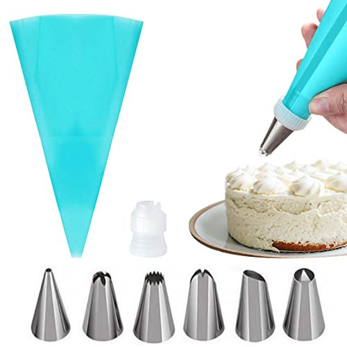 iZhuoKe Douilles à Pâtisserie,Douilles à Pâtisserie pour Décoration de Pâtisserie,8 Douilles Pâtisserie inox et Poches Réutilisable,DIY Patisserie Accessoire Kit pour Décoration de Cupcake
