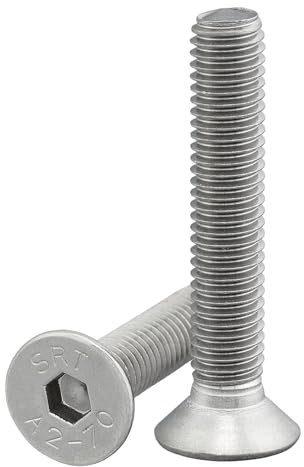 Senkkopfschraube mit Innensechskant (ISK) nach Norm ISO 10642 / DIN 7991, rostfreier Edelstahl, A2, V2A, Senkschraube, Innensechskantschraube mit Senkkopf (10 Stück, M6 x 80 mm)