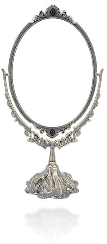 Dubbelsidigt roterande oval formspegel, Vintage liten bordsspegel Praktisk och bekv?m Inte l?tt att repa f?r f?f?nga toalettbord Sovrum(Brons trumpet)