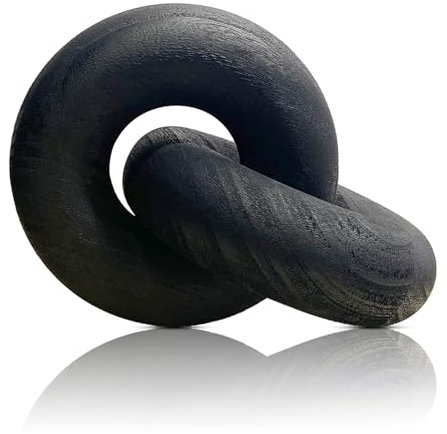 HAN-LBG Decoro con Nodo in Legno a 2 Maglie, Decorazione con Maglie a Catena in Legno della Fattori Decorativo Boho Intagliato a Mano Decorazioni da Tavola in Legno per Scaffale di Libri Fattoria