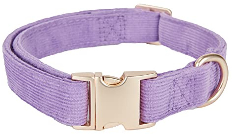 YUDOTE Ultra-soft Dog Collar Natural Cotton Corduroy Made for Medium Dogs with Sensitive Skin,Lilac