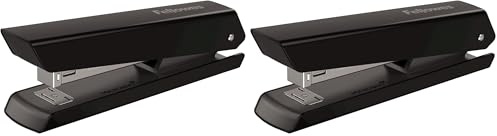 Fellowes Jam Free Stapler, 20 Sheet Capacity - LX820 Full Strip Antibacterial Manual Stapler- Uses Both 24/6mm and 26/6mm Staples - Black (Pack of 2)