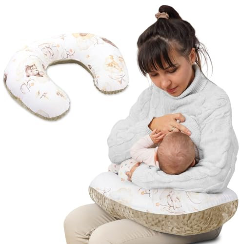 Totsy Baby Minky Stillkissen klein 130 cm Stillkissen Kompaktes kleines Stillkissen Nursing Breastfeeding Pillow für Reisen Schlaf Bär braun