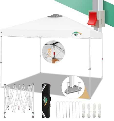 COBIZI Pavillon 3x3 Faltpavillon 3x3 wasserdicht stabil Winterfest mit Pop-Up Klicksystem | UV-Schutz 50+ | Partyzelt Garten Zelt klappbar 3x3m mit Lüftungsöffnung inkl. Tasche & 8X Erdspieße, Weiß