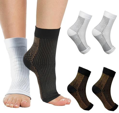 CIYIN Calcetines de Compresion, 4 Calcetines de Compresión Ortopédicos, Calcetines Compresion para Hombre Y Mujer, Soporte Tobillo Elástico, para Fascitis Plantar